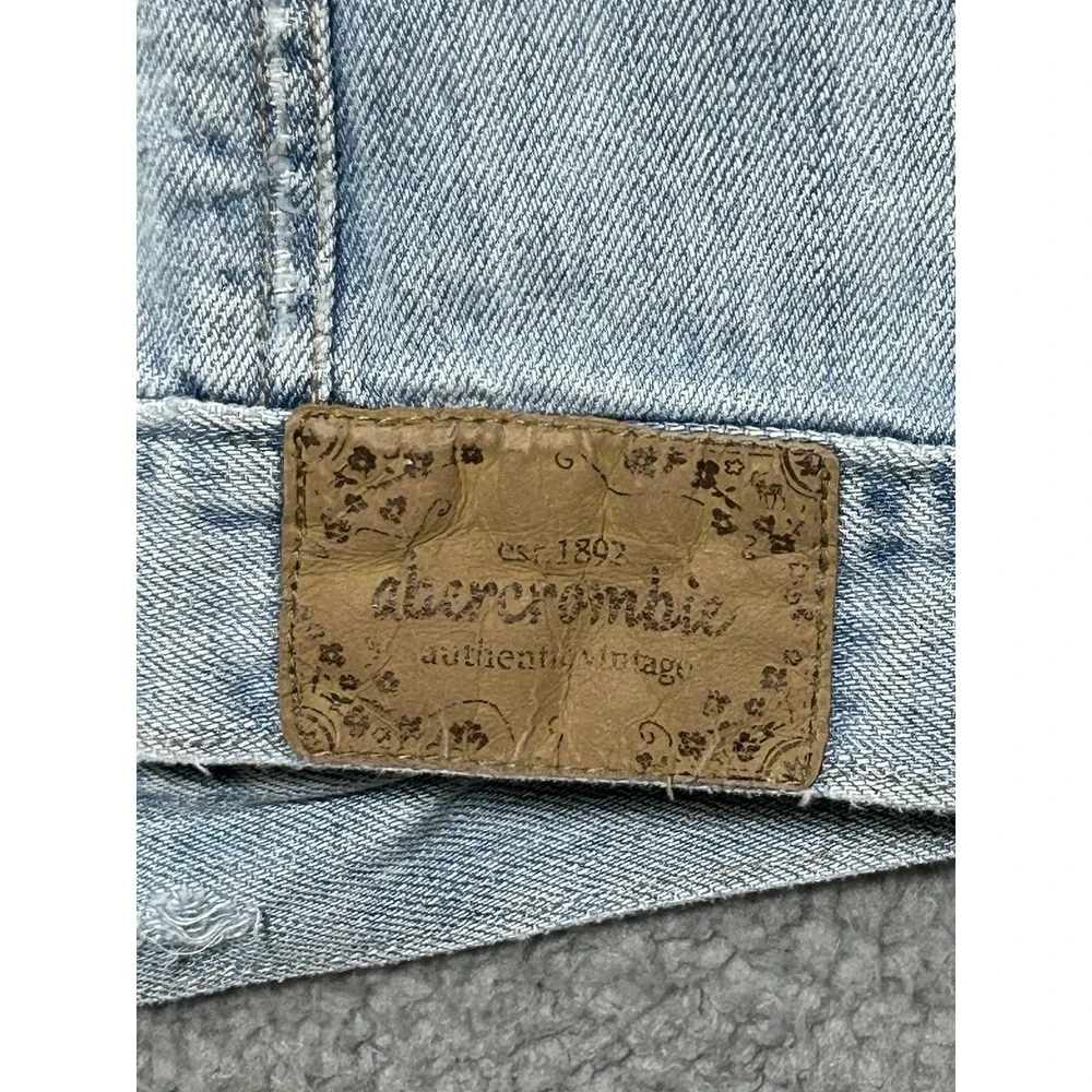 Abercrombie Jean Jacket Authentic Vintage Denim Embroidered Flowers Youth‎ XL